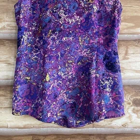 Coldwater Creek colorful faux wrap shawl neck sleeveless fitted blouse size S - Picture 12 of 16